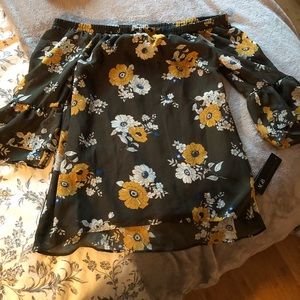 AGB off the shoulder floral top with bell sleeves
